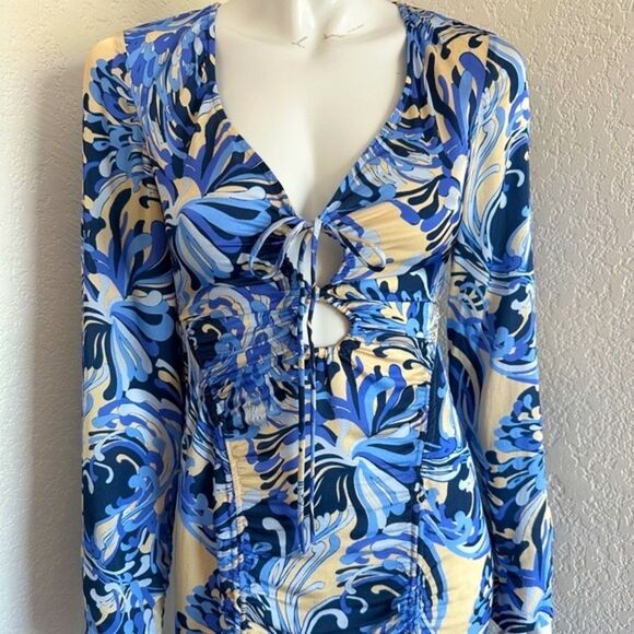 & OTHER STORIES Midi Dress in Blue Print Size 0 - Picture 10 of 15